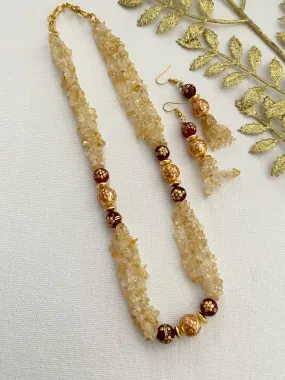 Designer Semi Precious Citrine Beaded Necklace By Gehna Shop