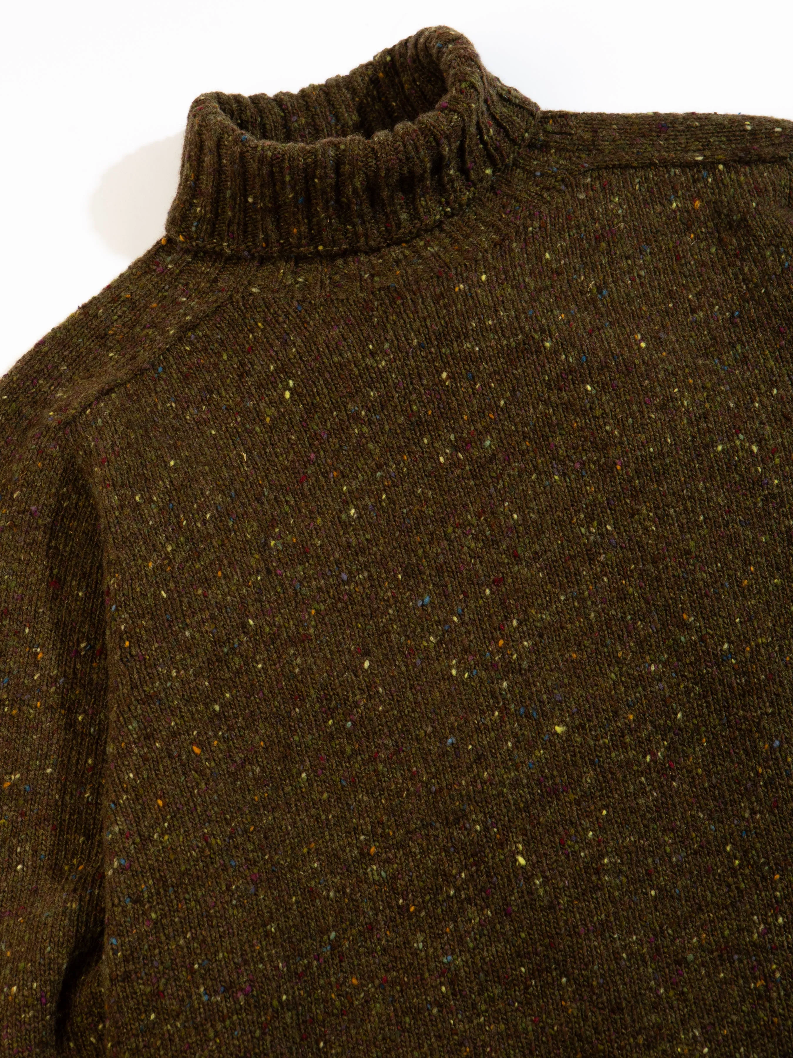 Donegal Roll Neck in Dark Olive Pure Merino Wool