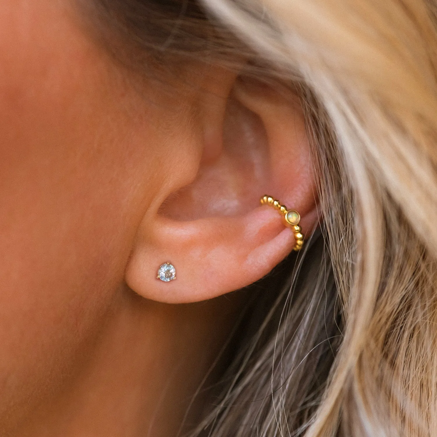 Element Studs | Gold & Aquamarine