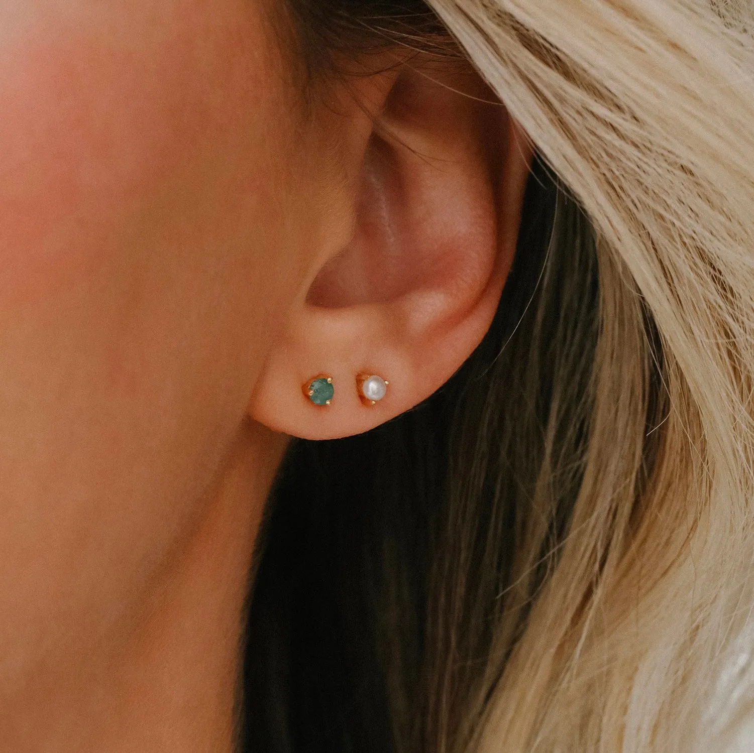 Element Studs | Gold & Emerald