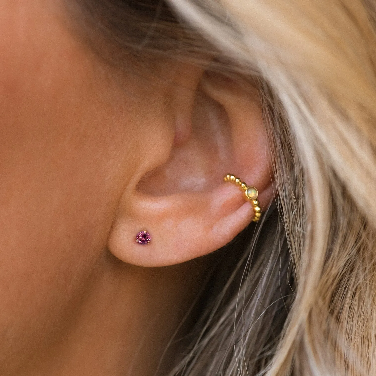 Element Studs | Gold & Garnet