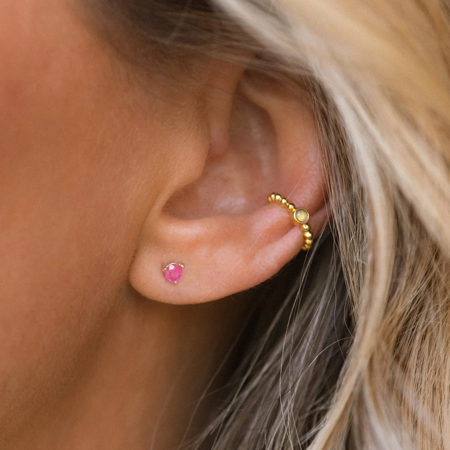 Element Studs | Gold & Ruby