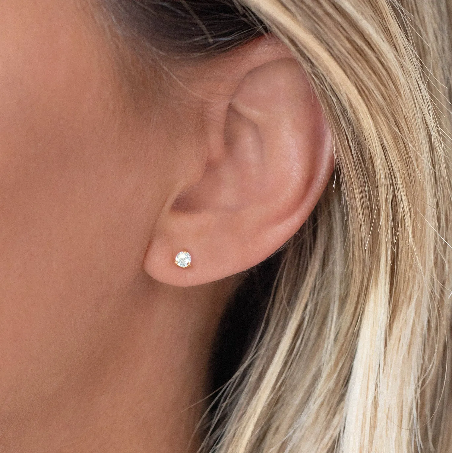 Element Studs | Gold & White Topaz