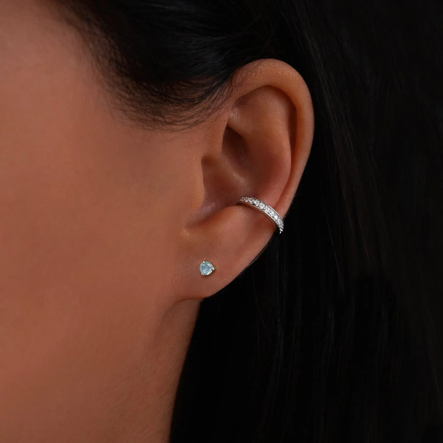 Element Studs | Silver & Aquamarine