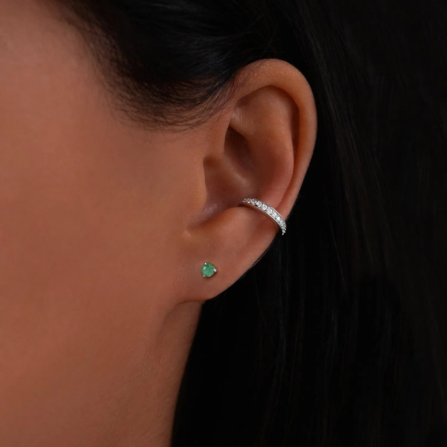 Element Studs | Silver & Emerald