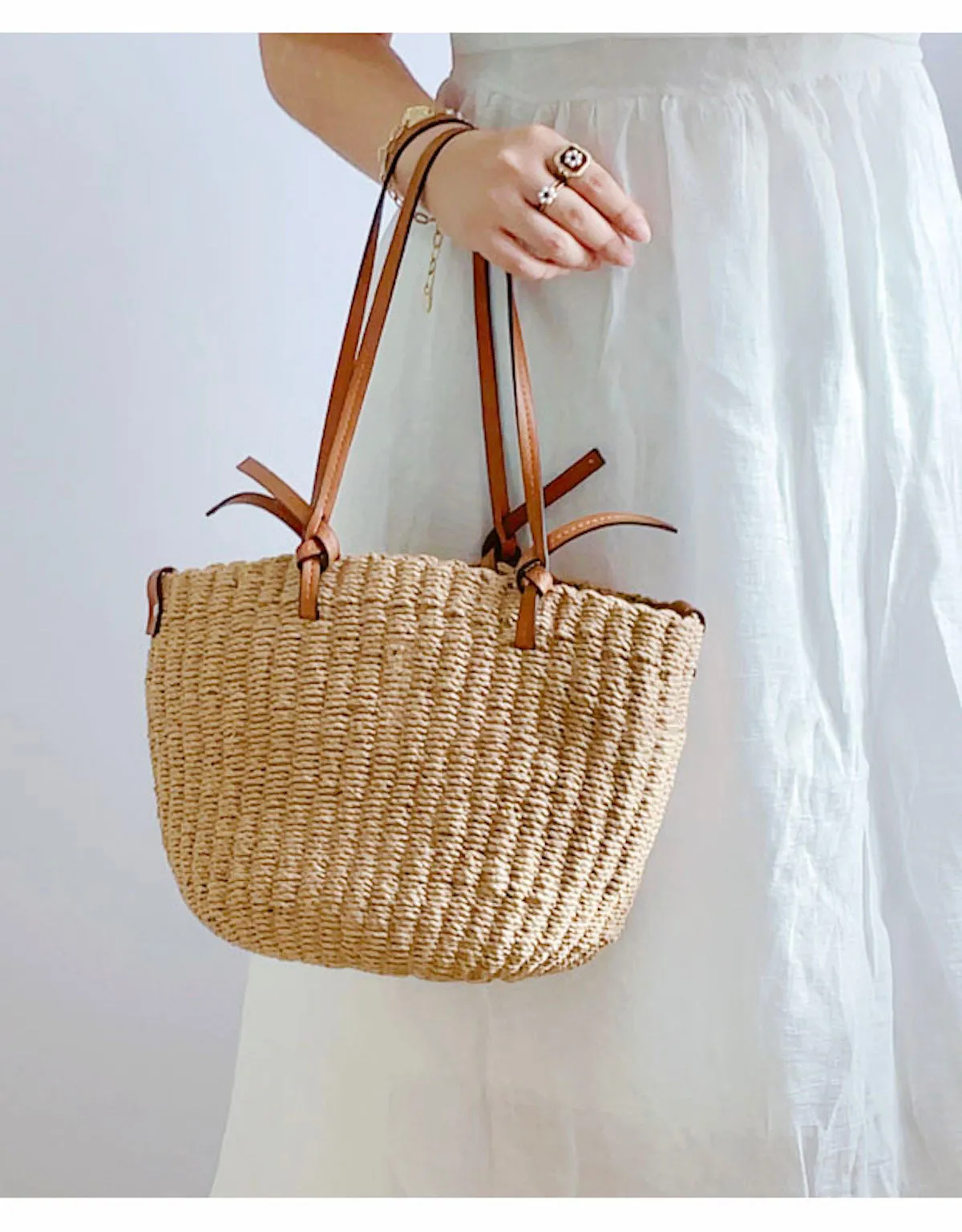 Elena Handbags Medium Summer Basket Tote