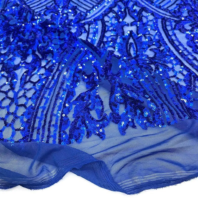 Elizabeth Embroidery Sequin Fabric Geometric Stretch Mesh