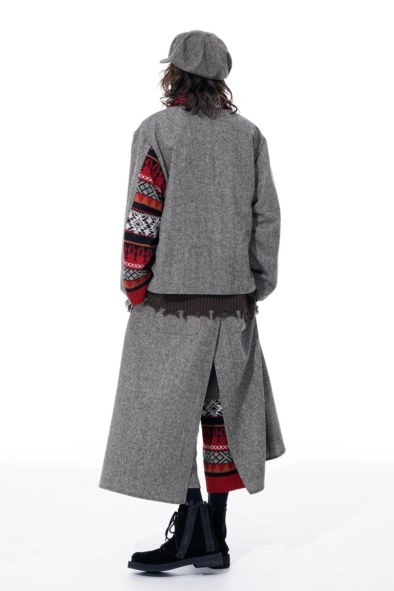 ETERMINE NEP TWEED   NORDIC PATTERN KNIT WRAP PANTS