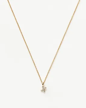 Fine Diamond Initial Mini Pendant Necklace - X | 14ct Solid Yellow Gold Plated/Diamond