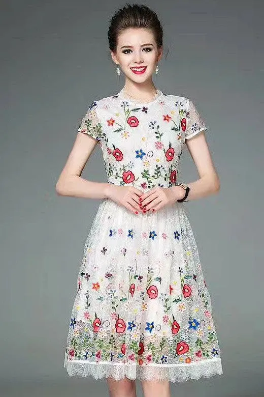 Floral Embroidered Lace Dress