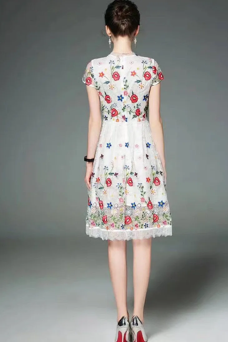 Floral Embroidered Lace Dress