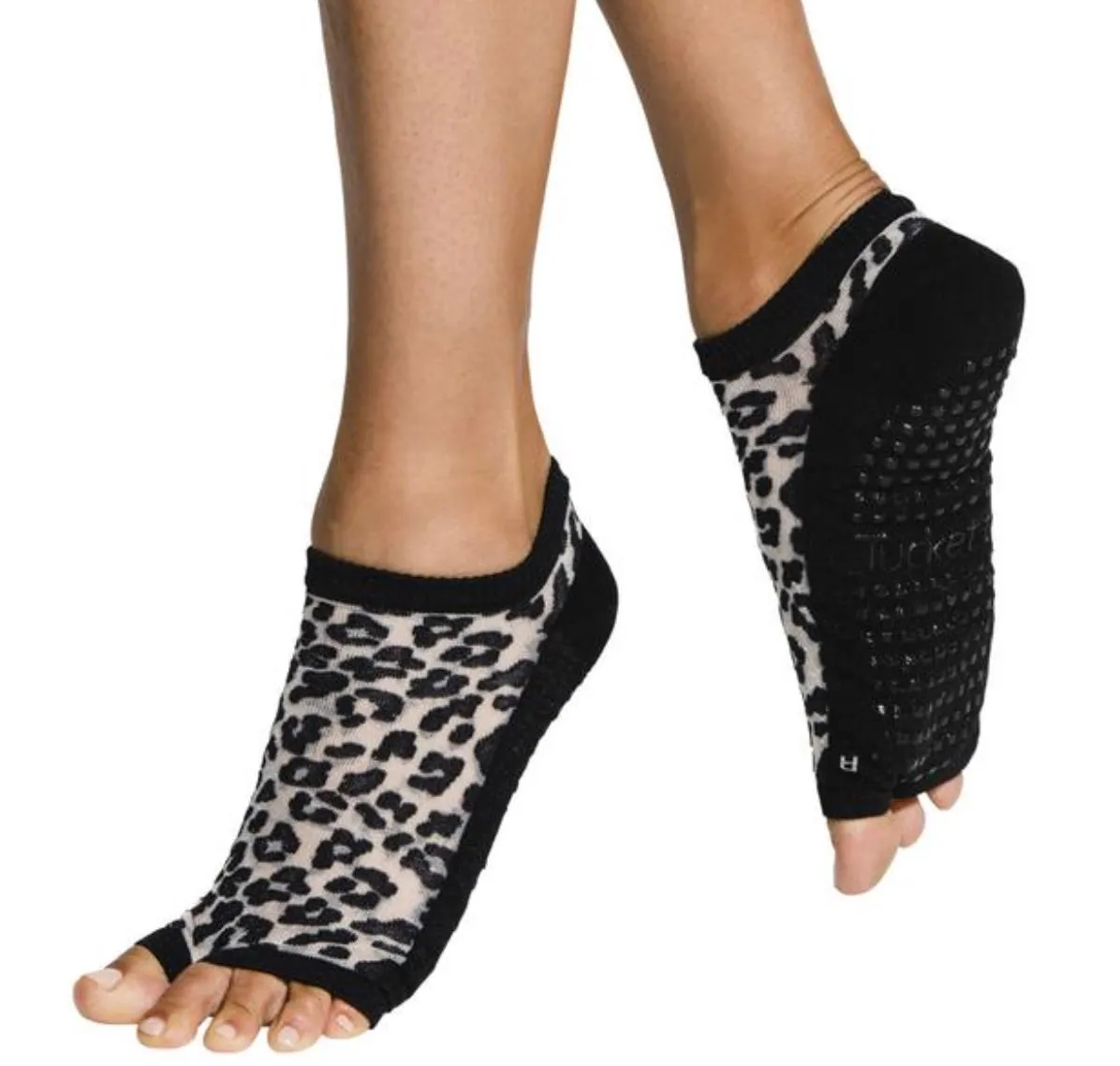 Flow Grip Socks - Sheer Black Leopard (Barre / Pilates)