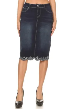 Forever Lace Denim Skirt (Dk. Indigo) FINAL SALE