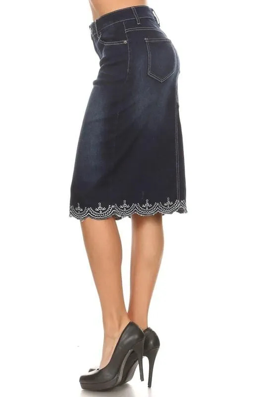 Forever Lace Denim Skirt (Dk. Indigo) FINAL SALE