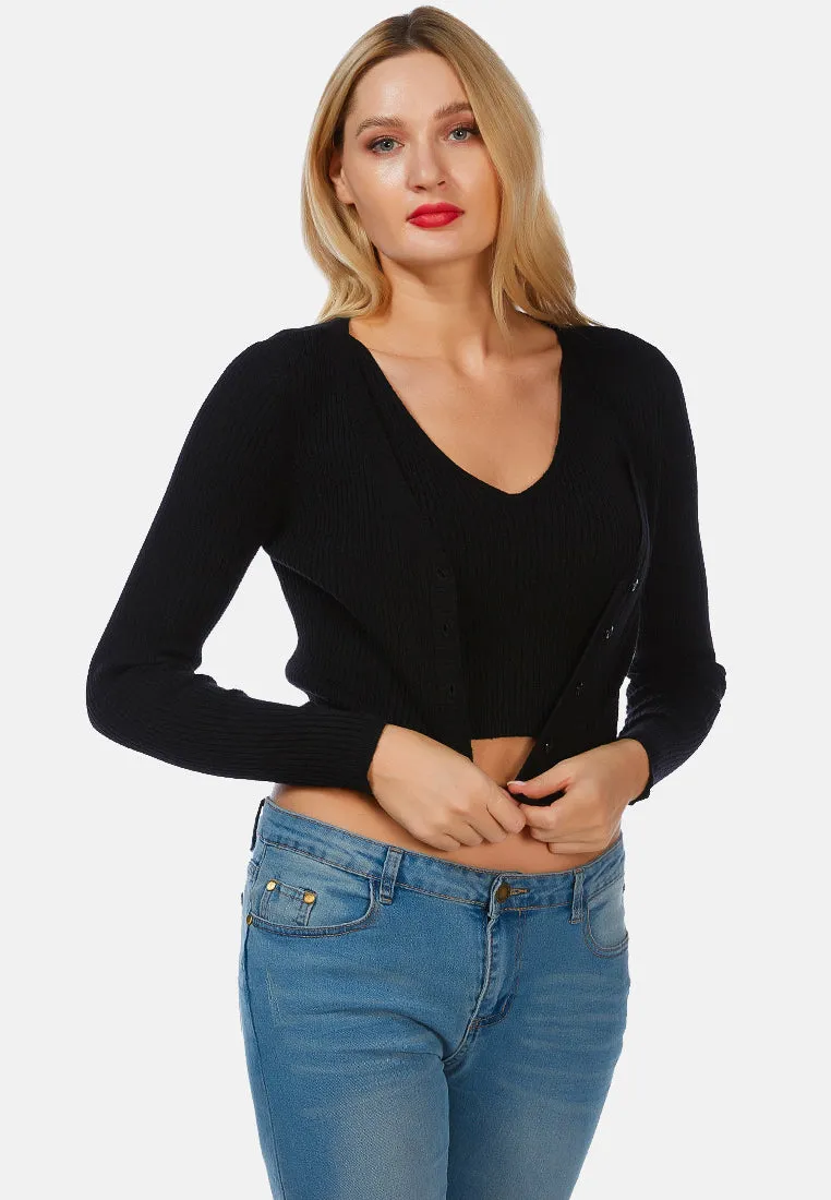 Full Sleeve Cropped Cardigan