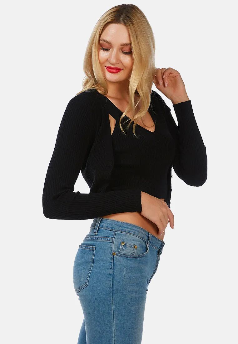 Full Sleeve Cropped Cardigan