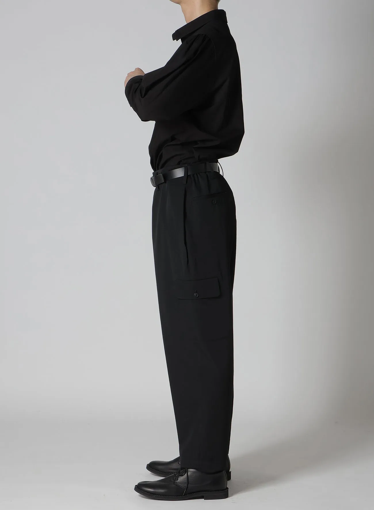 GABARDINE SIDE TUCK PANTS