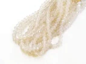 Glass beads 5x6mm faceted rondelle, Translucent Pink Beige (#515) | 玻璃珠, 5x6mm, 切面扁珠, 半透淡粉 (#515)