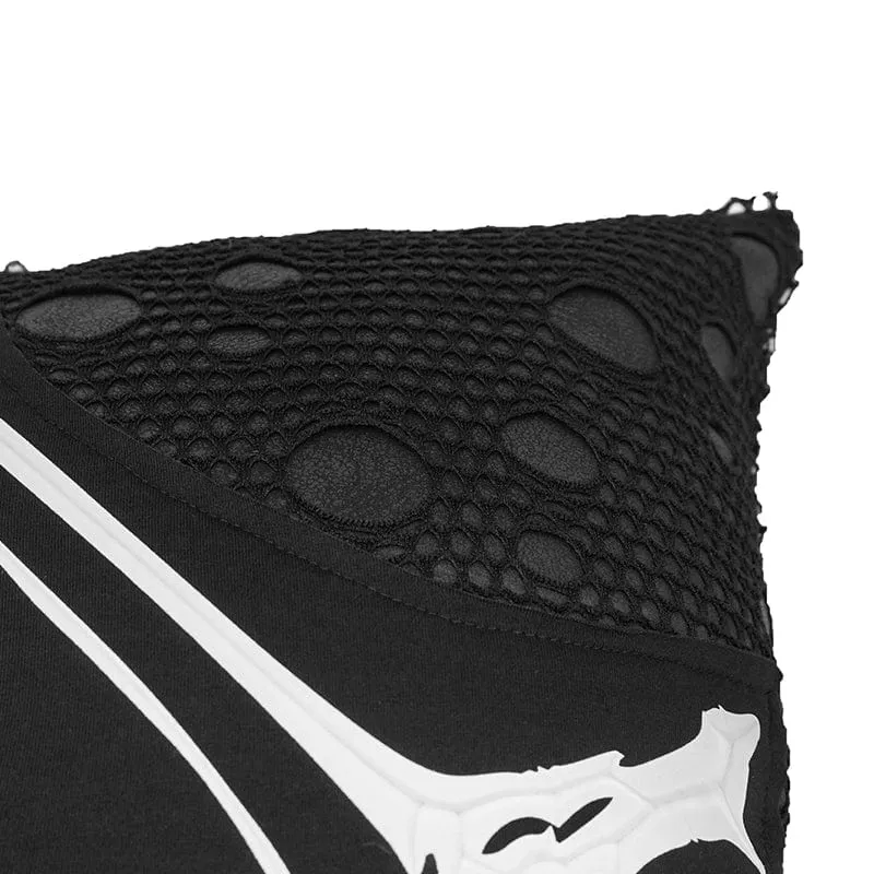 Gothic Ripped Mesh Splice Pillow Case with Pillow Inner