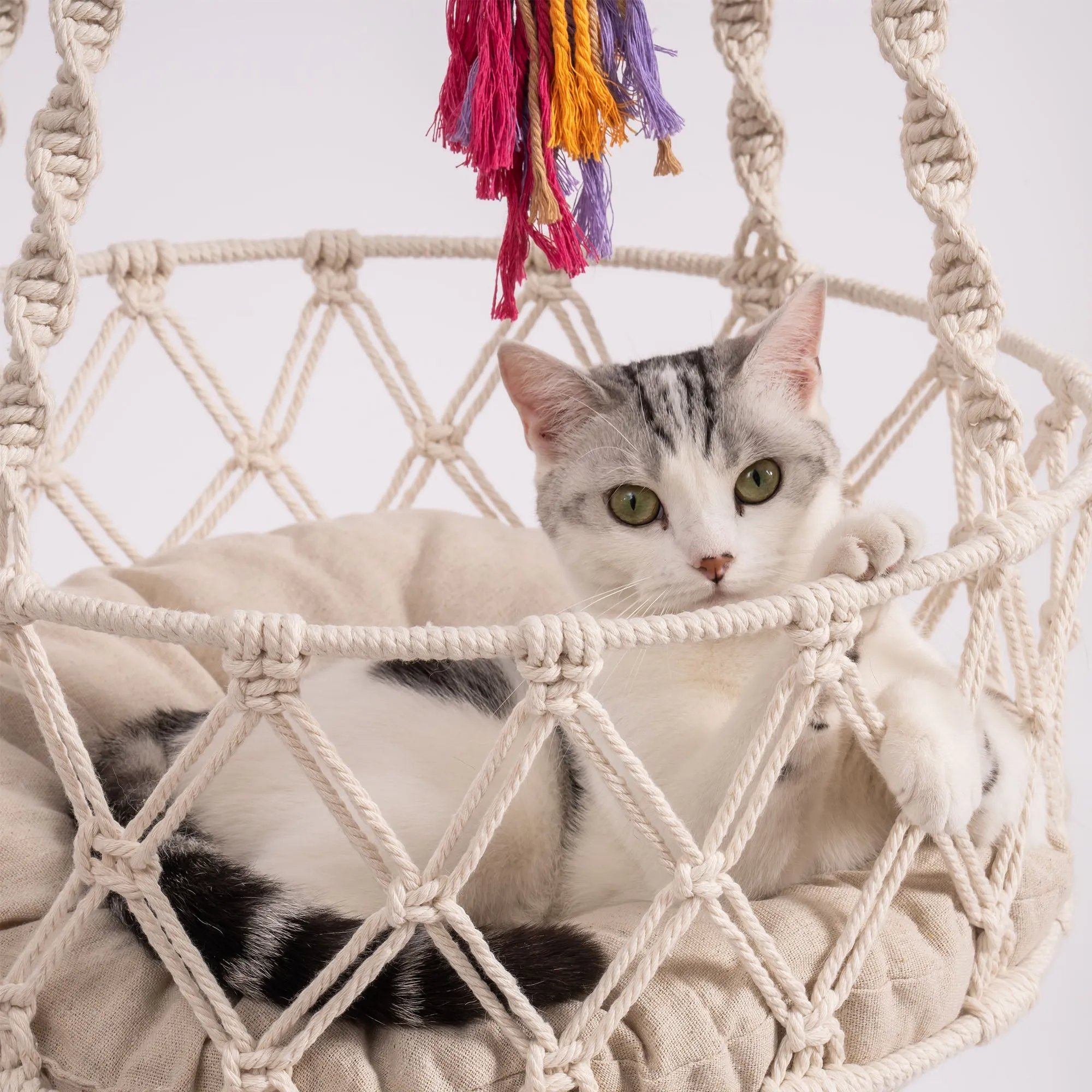 Hanging Macrame Cat Hammock Bed