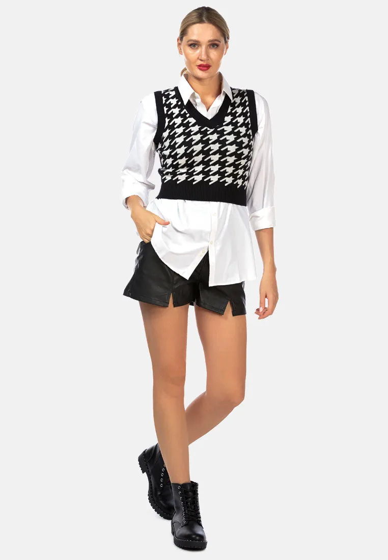 Houndstooth Knitted Vest Top