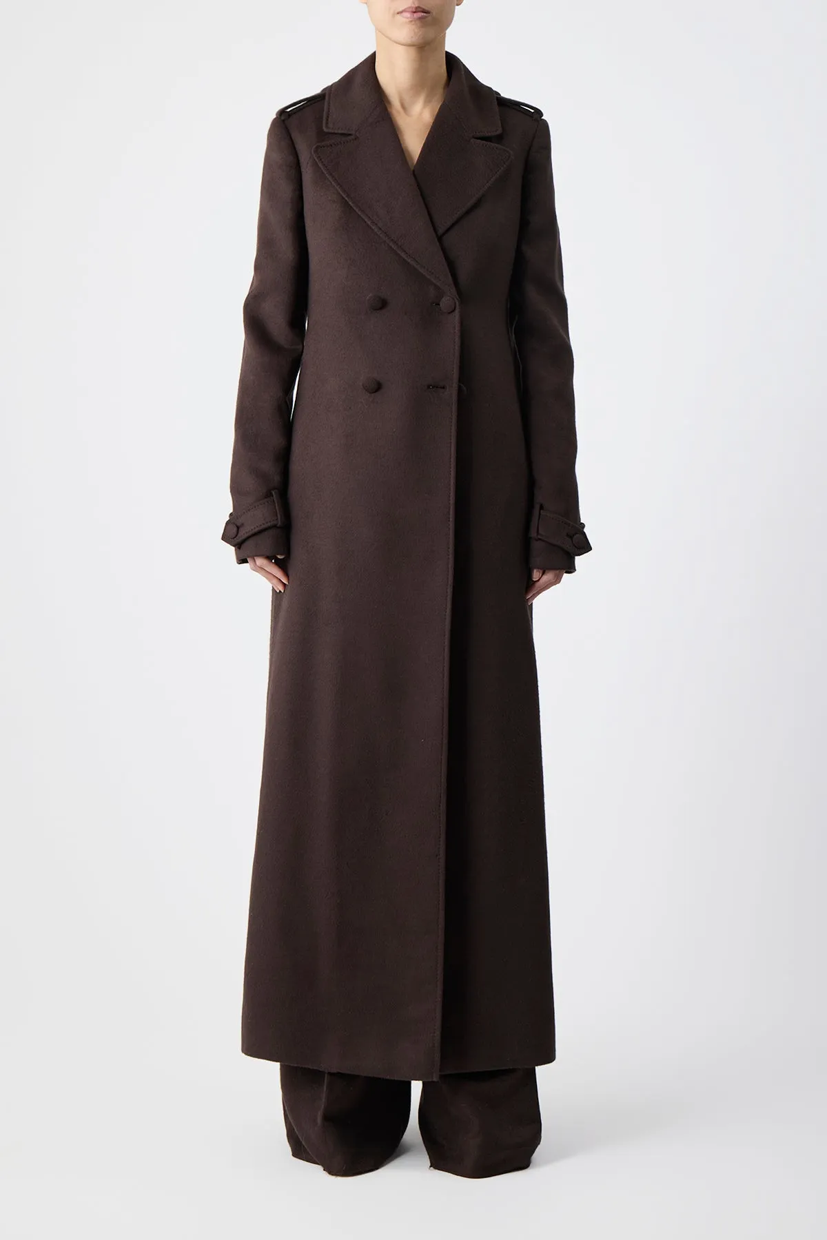 Houstt Trench Coat in Chocolate Winter Silk