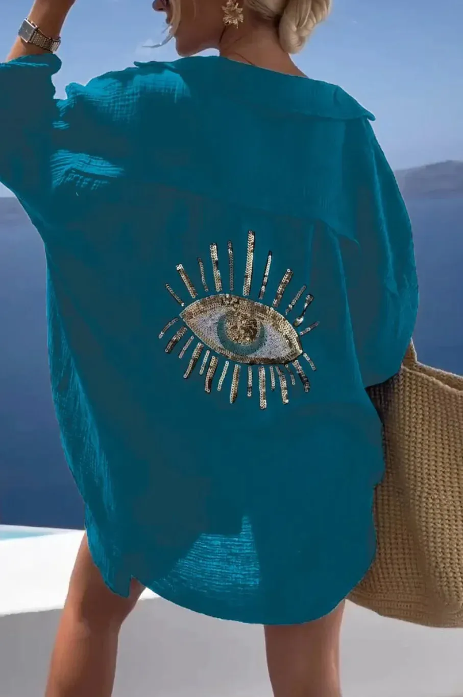 Isaiah - Sequin eye embellished blouse