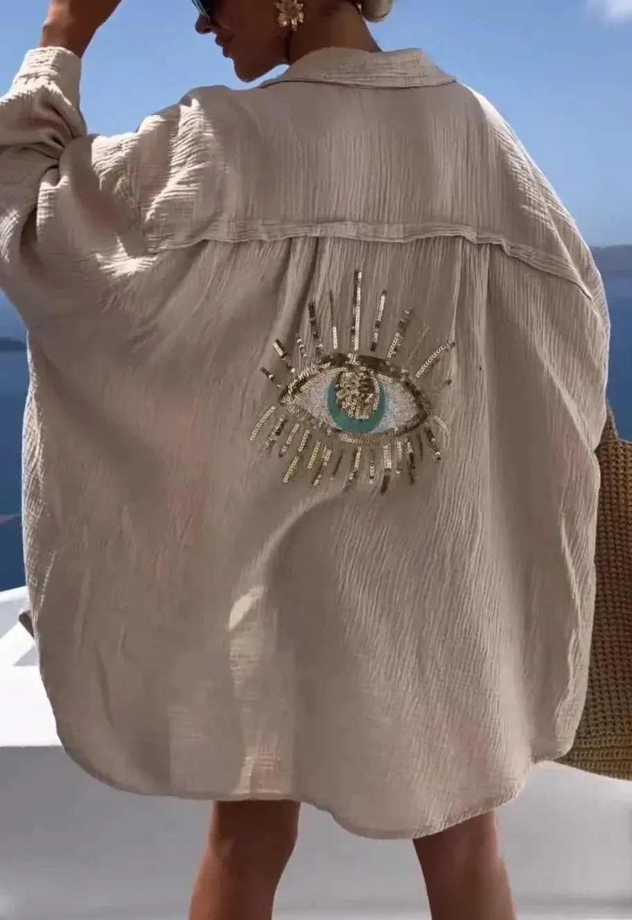 Isaiah - Sequin eye embellished blouse