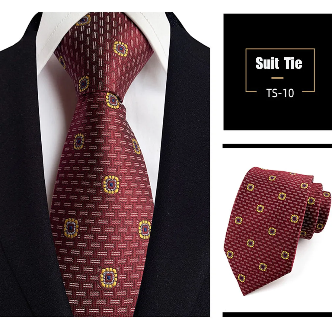 Jacquard Silk Necktie Woven Classic British Style Plaid Neck Ties | TS1-22