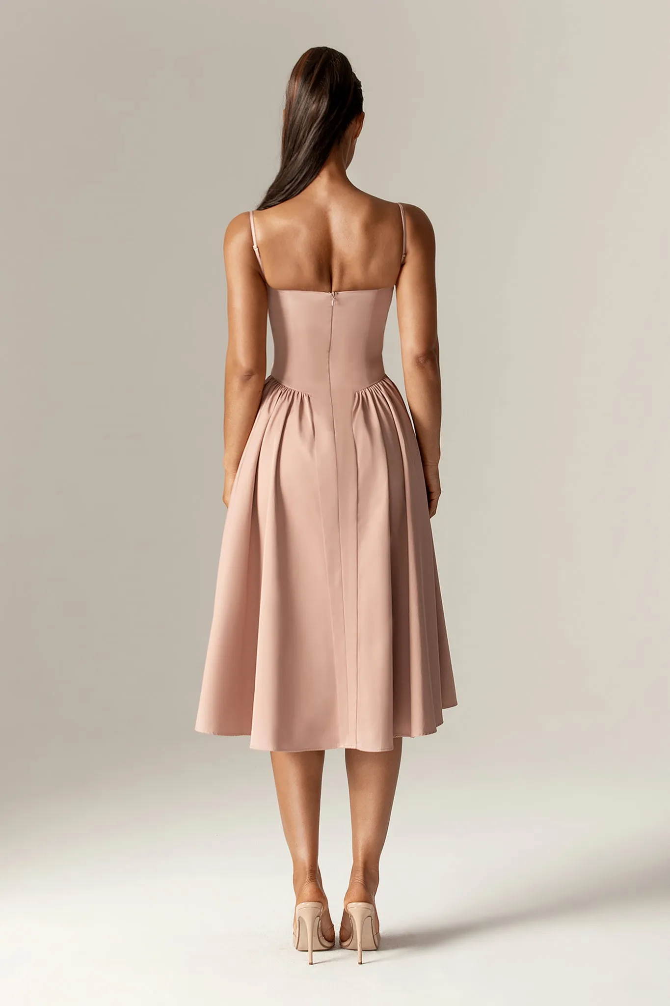 Katherine Corset Midi Sundress (Dusty Pink)