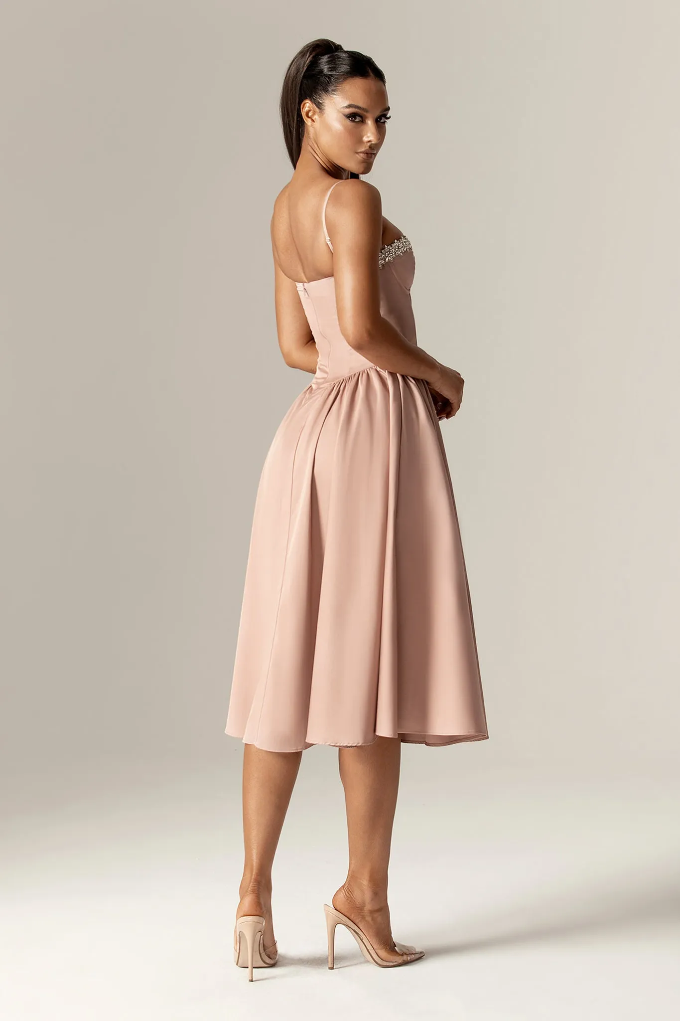 Katherine Corset Midi Sundress (Dusty Pink)