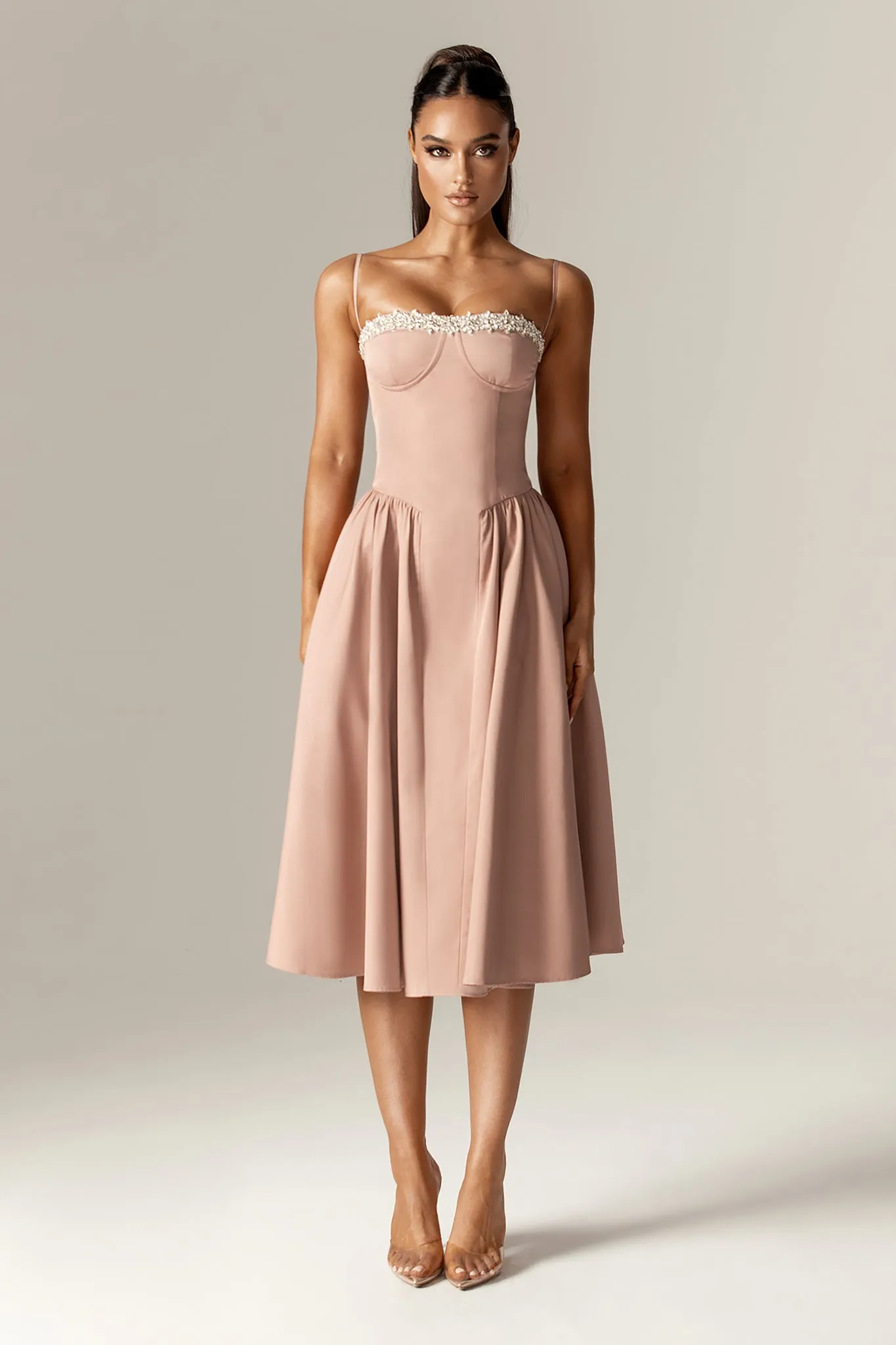 Katherine Corset Midi Sundress (Dusty Pink)