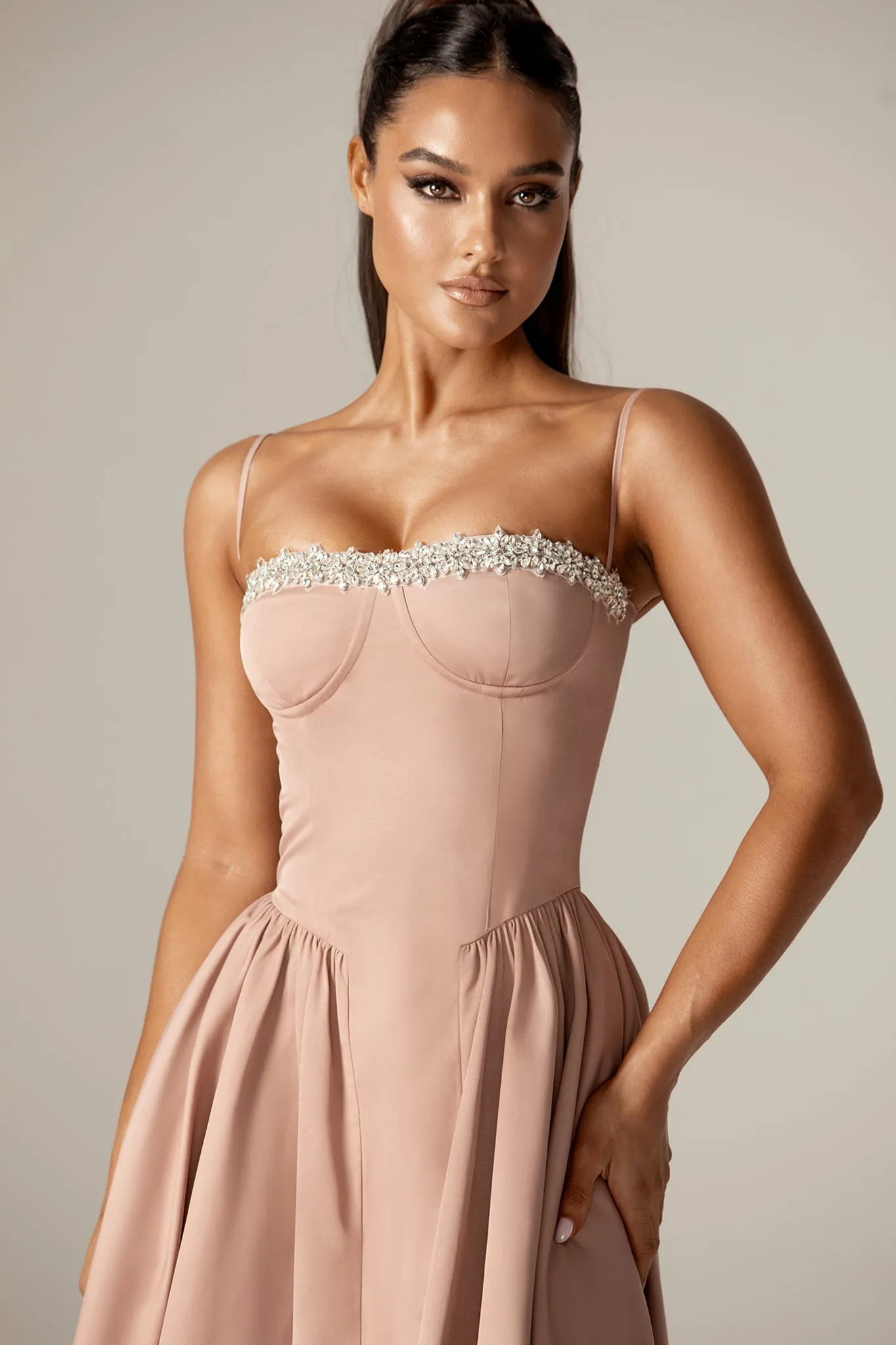 Katherine Corset Midi Sundress (Dusty Pink)