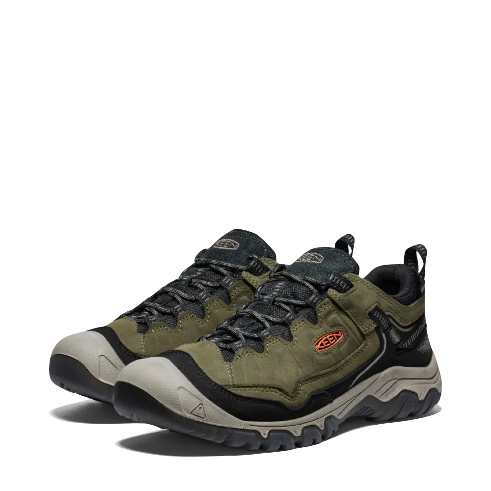 KEEN Men's Targhee IV Waterproof Hiking Shoe in Dark Olive/Gold Flame