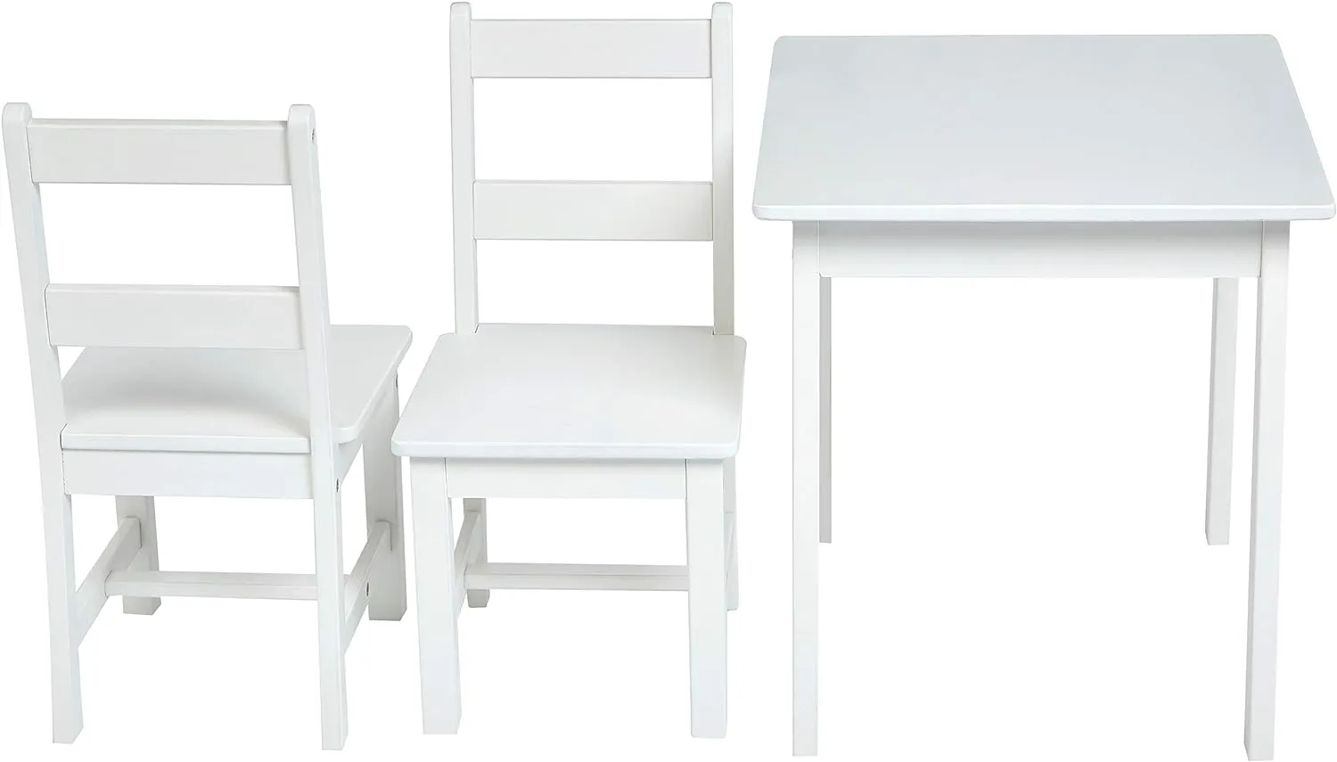 Kids Solid Wood Table and 2 Chair, 3 Piece Set, White