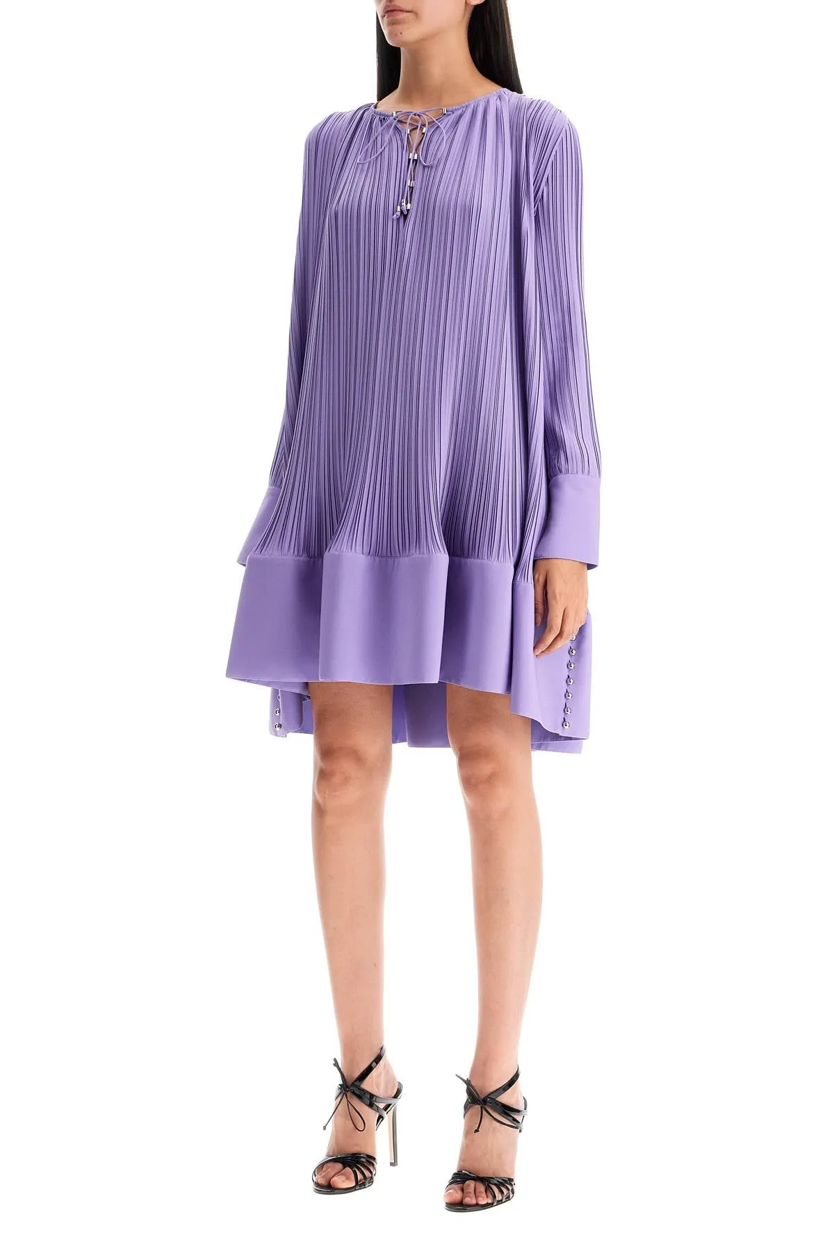 LANVIN short pleated dress with ruffles