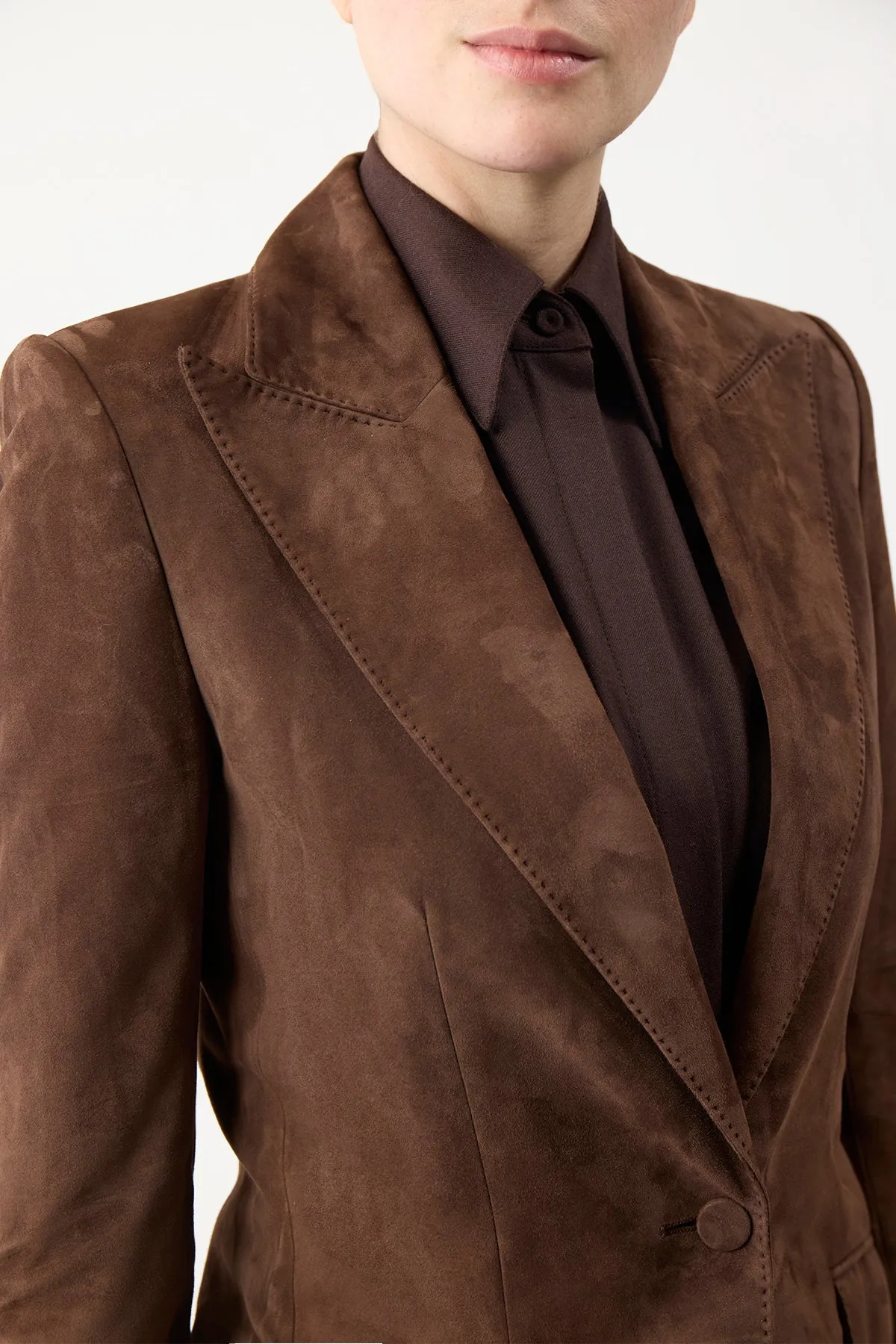 Leiva Blazer in Chocolate Suede