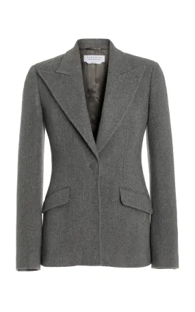 Leiva Blazer in Dark Grey Multi Virgin Wool Cashmere Herringbone