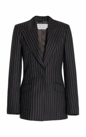 Leiva Blazer in Grey Pinstripe Wool