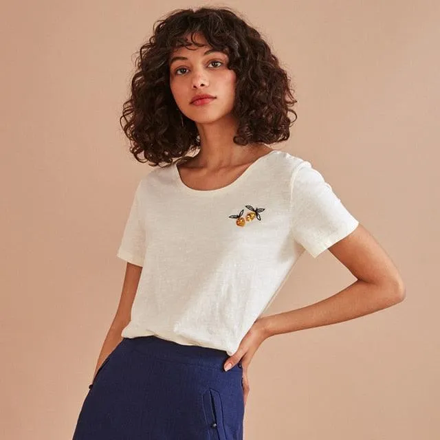 Lemons Embroidery T Shirt