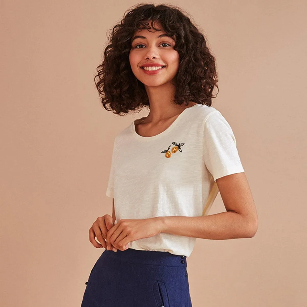 Lemons Embroidery T Shirt