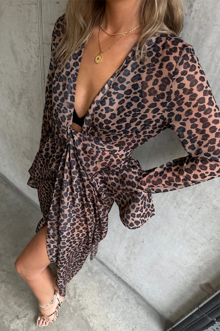 Leopard Lucia Sheer Wrap Dress