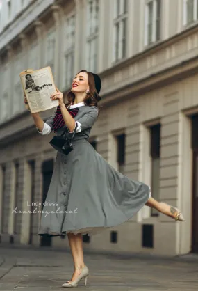 Lindy grey swing dress - vintage tv inspired dress