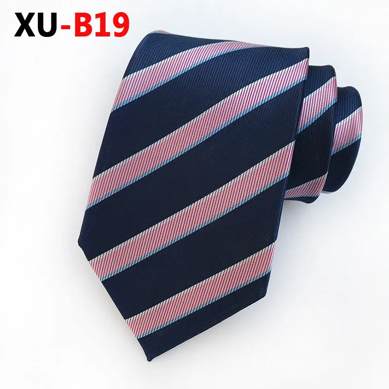 Men Ties Stripes Woven Silk Necktie For Formal Business Party |  XU-B