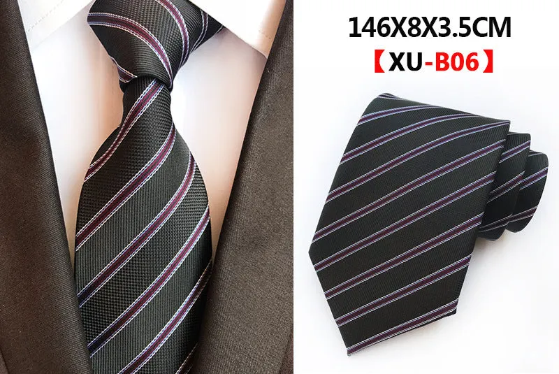 Men Ties Stripes Woven Silk Necktie For Formal Business Party |  XU-B