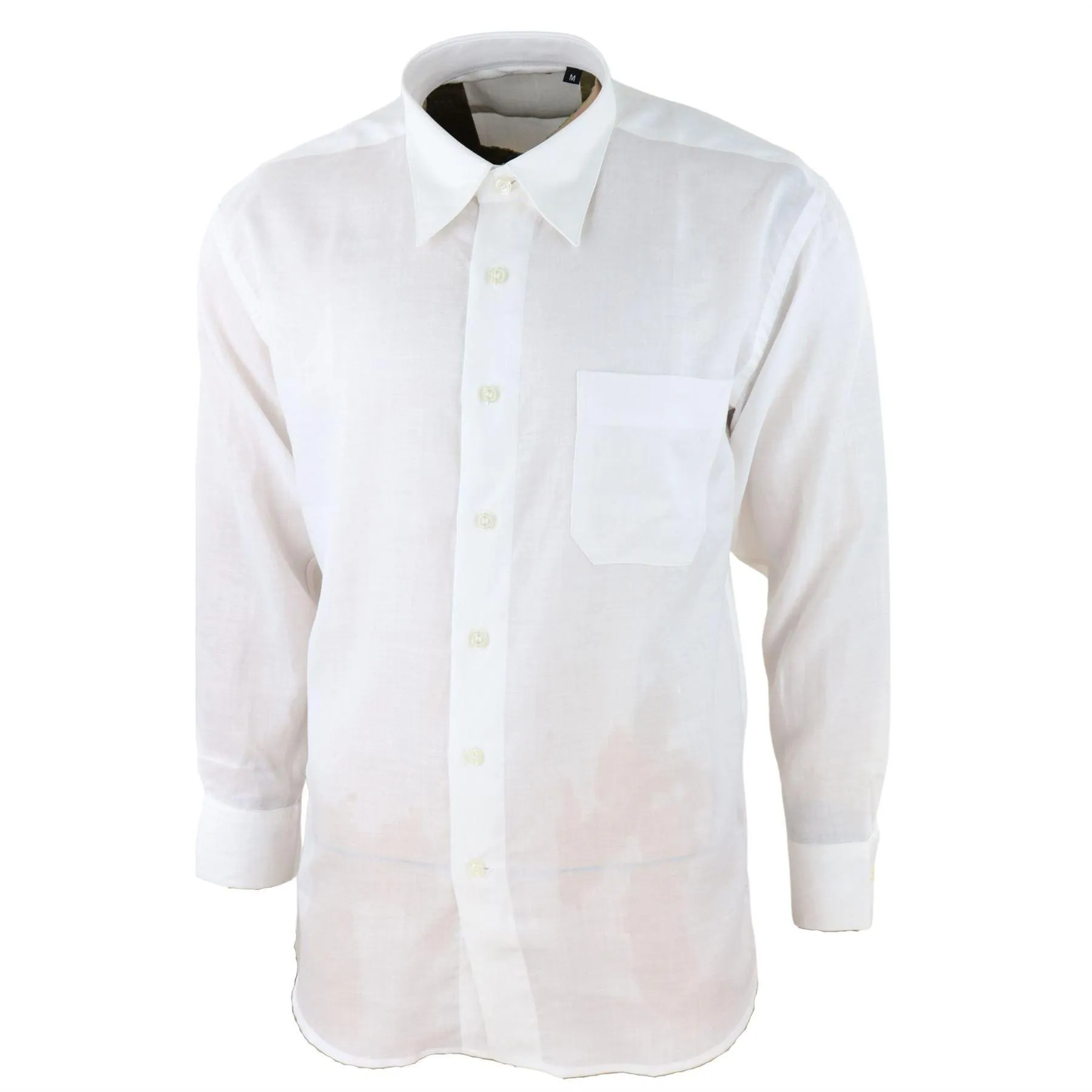 Mens Linen Summer Shirt Breathable Fabric Classic Full Sleeve