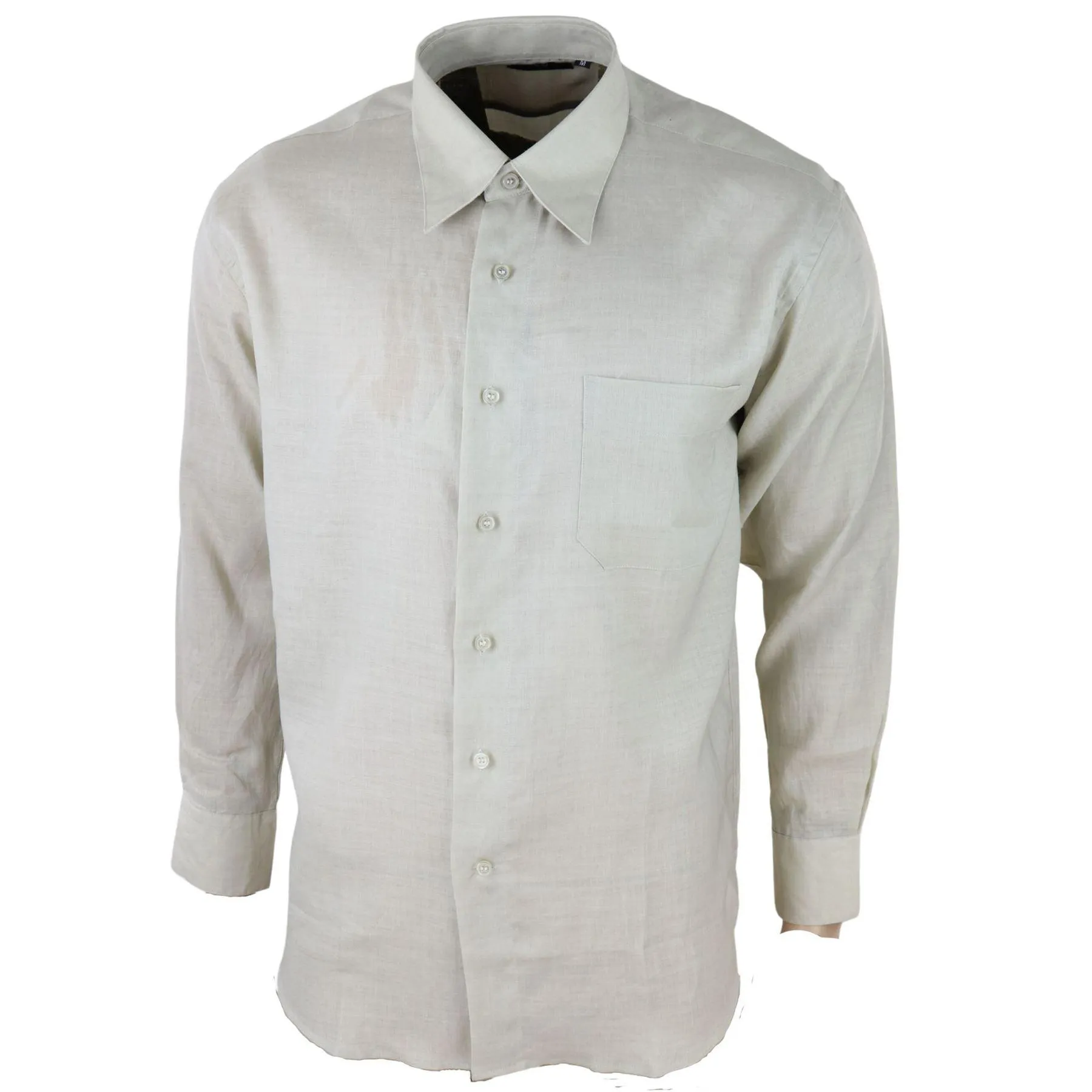 Mens Linen Summer Shirt Breathable Fabric Classic Full Sleeve