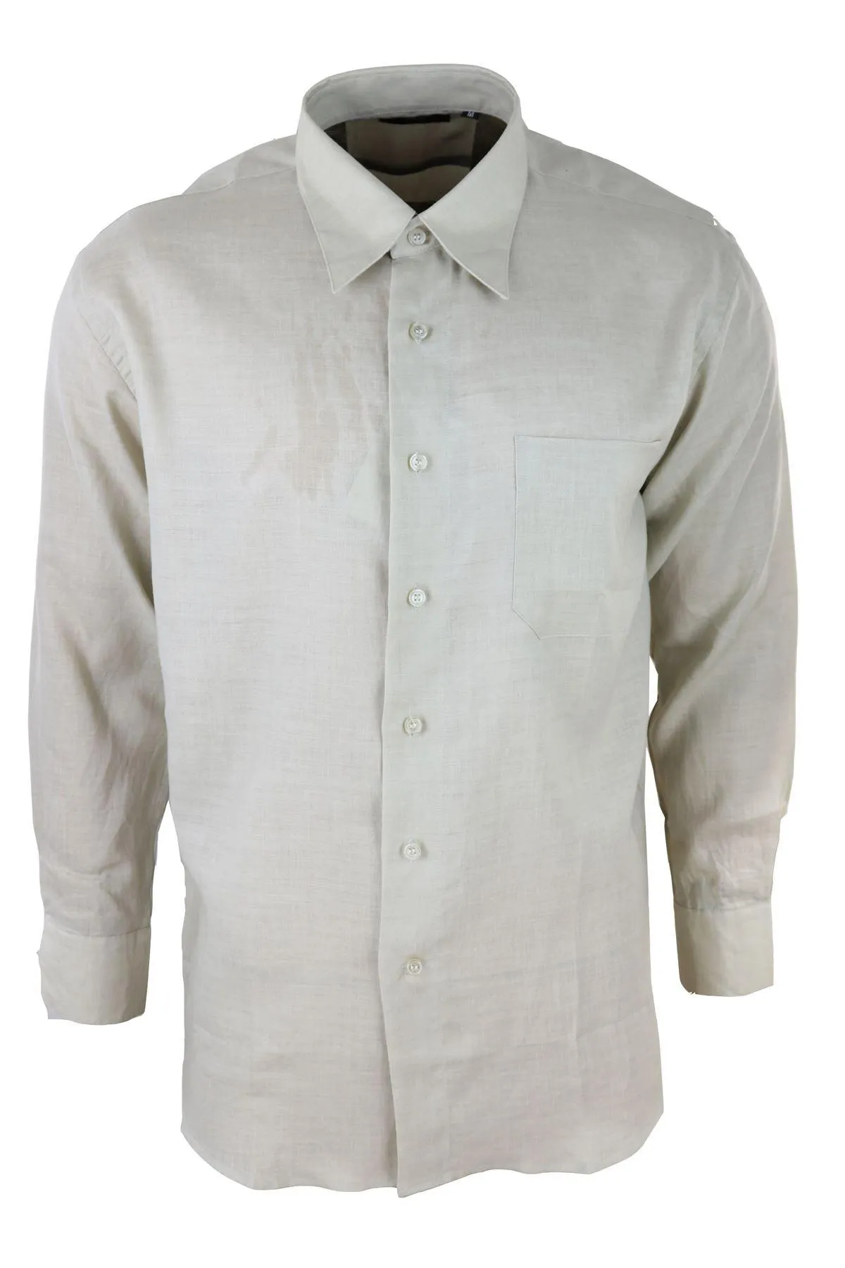 Mens Linen Summer Shirt Breathable Fabric Classic Full Sleeve