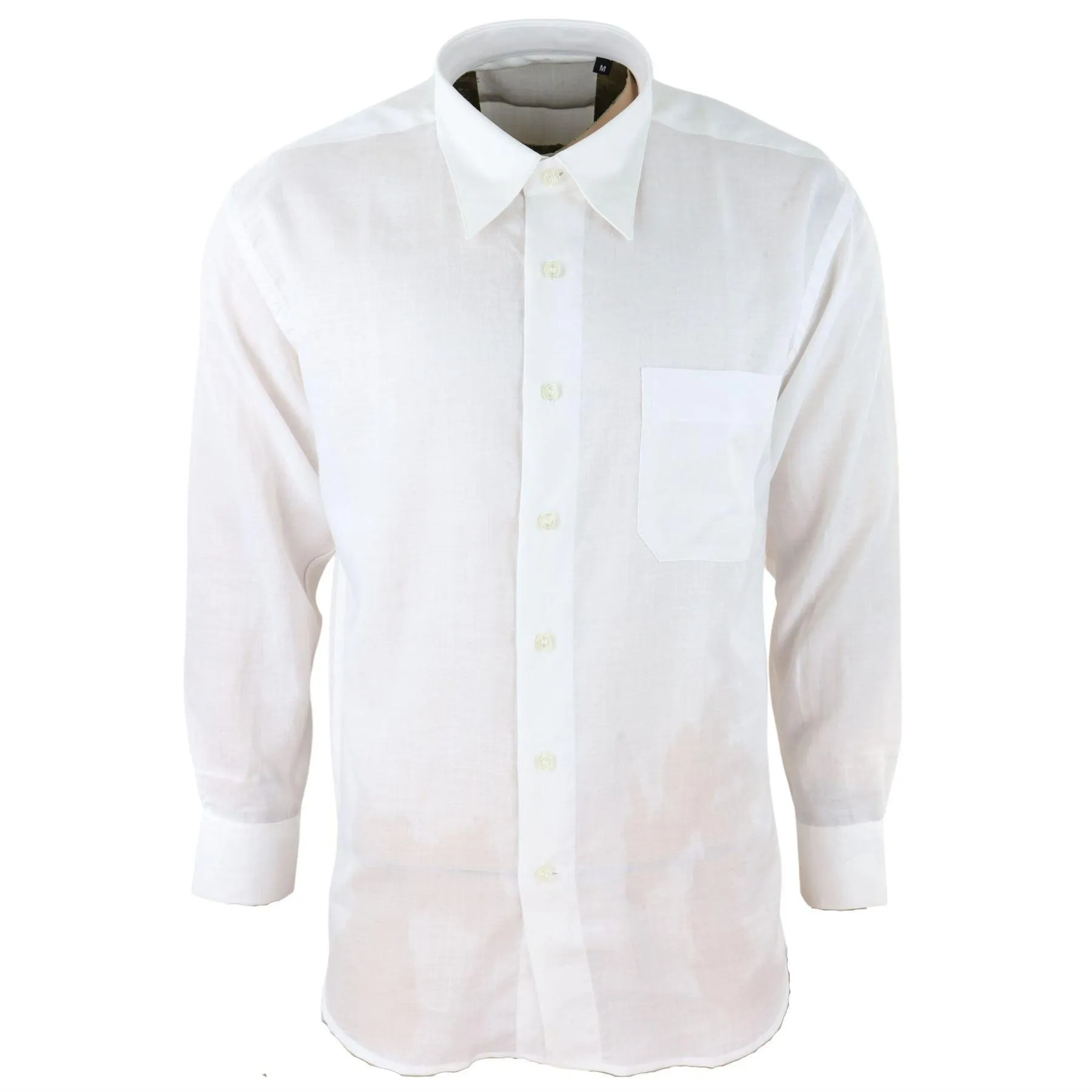 Mens Linen Summer Shirt Breathable Fabric Classic Full Sleeve