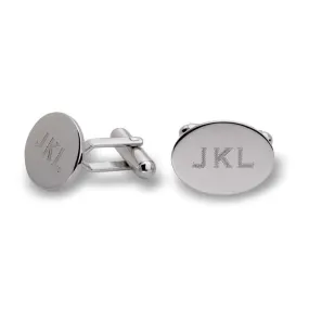 Men's Oval Cuff Links in Sterling Silver (1-3 Initials) of Trendolla